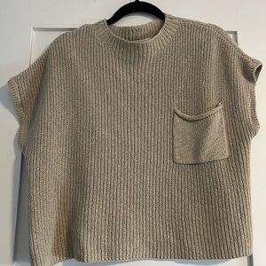 Free people medium rib knit woven top - oatmeal